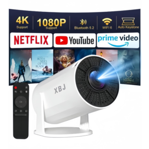 Projecteur Portable Blanc XBJ avec WiFi 6 & Bluetooth 5.2, Mini Projecteur Intelligent